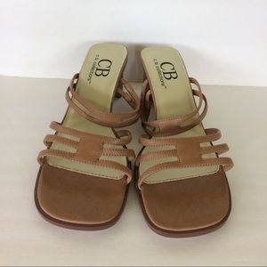 NWOT Ladies Tan Slip on Sandals